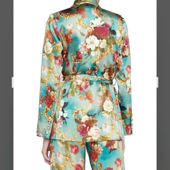 L'Agence Everly Wrap Shawl Silk Blazer in Rococo Floral Multi Size XS - Picture 6 of 12